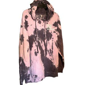 Be A Kind Human Hoodie Cozy Pullover Soft Sweater Purple Tye Dye Unisex